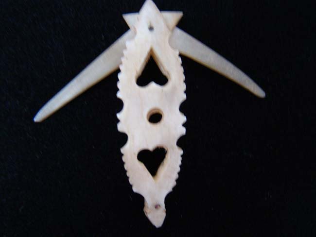 A charming antique sailor-made whalebone 'double-heart' toothpick circa 1860